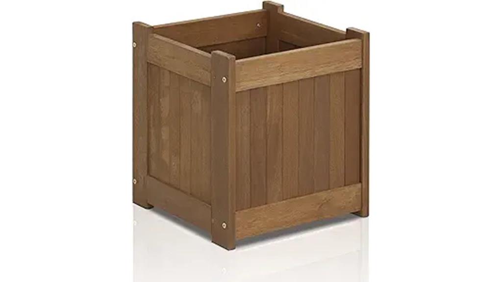 natural hardwood flower box