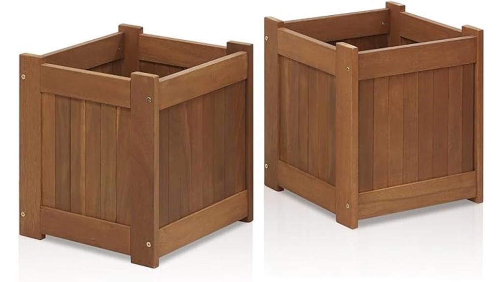natural hardwood flower box