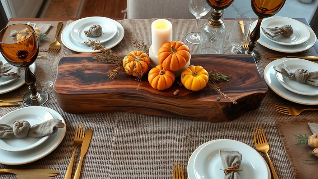 natural wood centerpiece arrangement