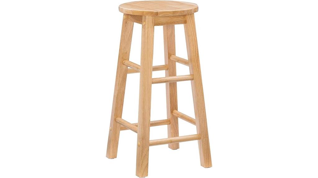 natural wood round stool