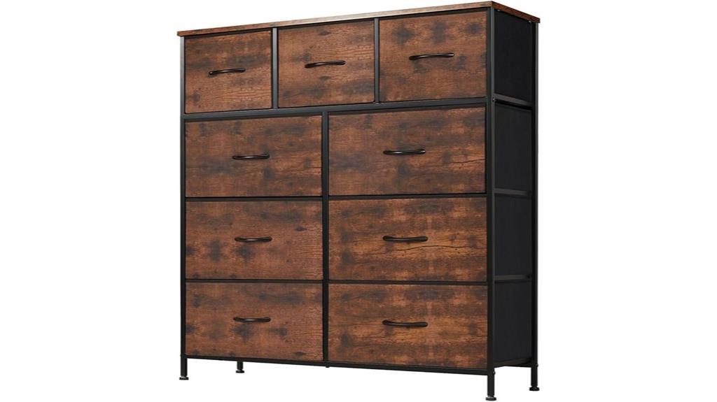 nine drawer fabric dresser