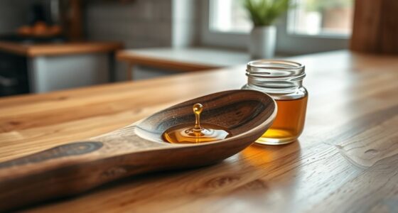 oiling wooden kitchen utensils