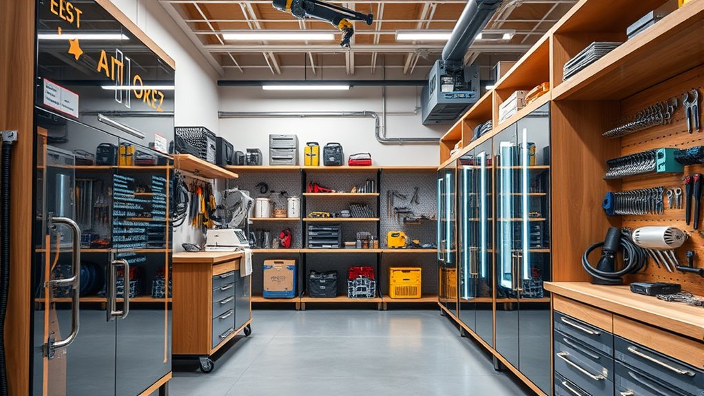 organized efficient workshop storage