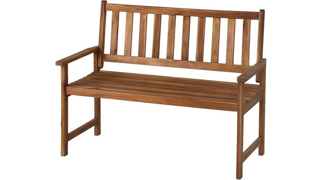 outdoor acacia wood bench