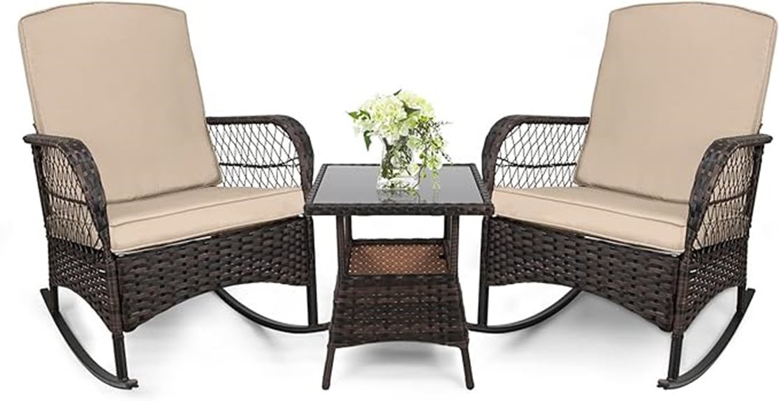 outdoor wicker rocking set