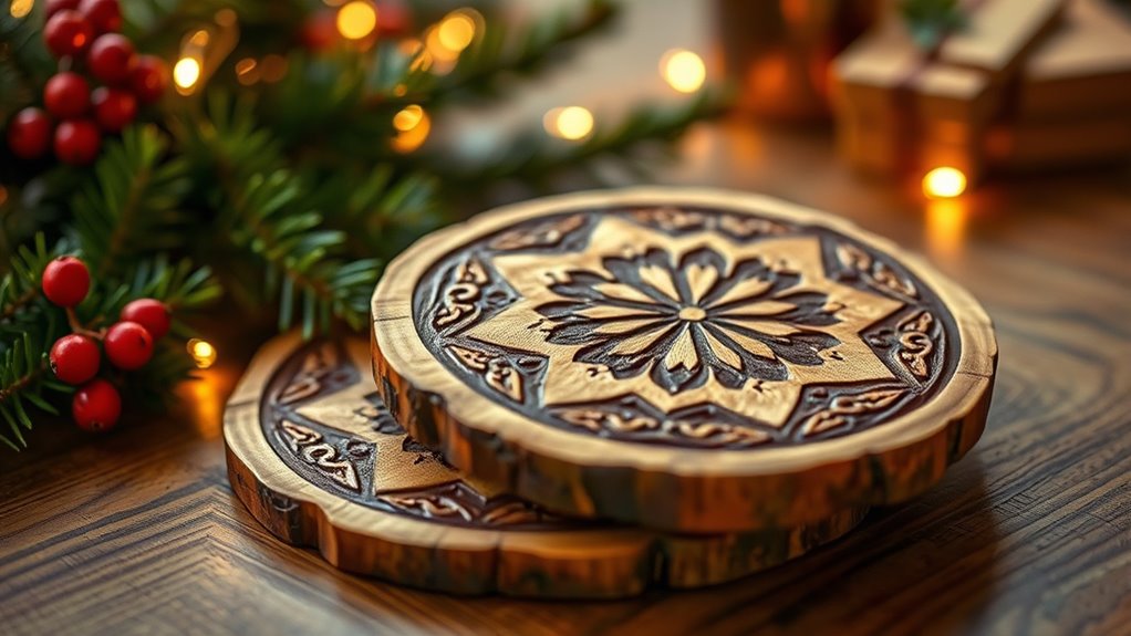 personalized wooden coaster set
