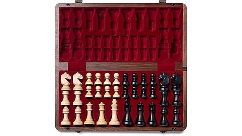 premium walnut folding chess set