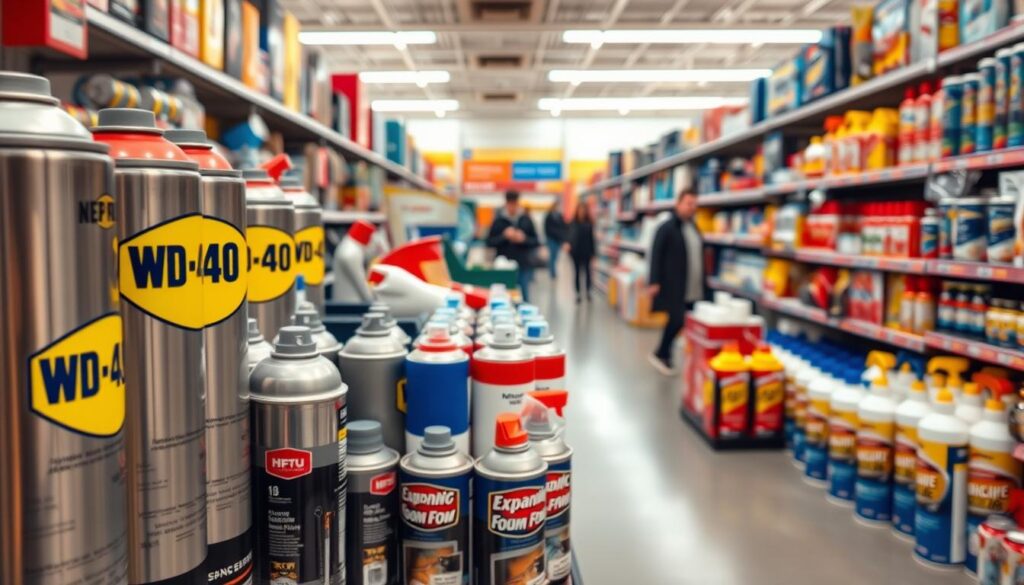 purchase WD-40 and buy expanding foam
