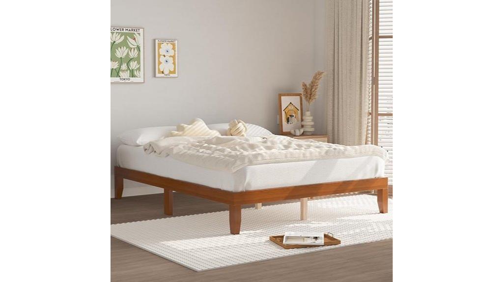 queen bed with wood slats
