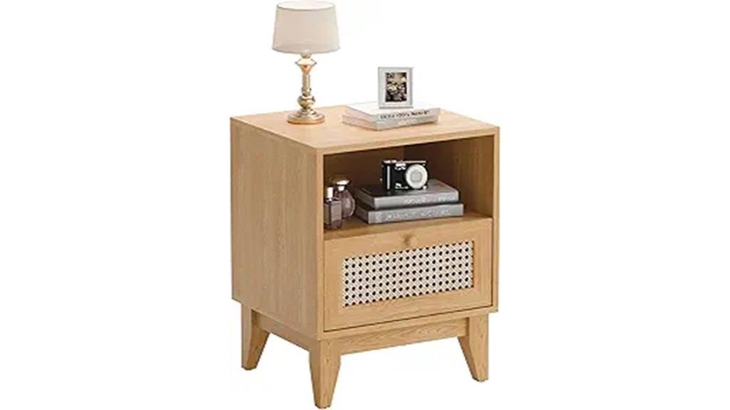 rattan drawer nightstand