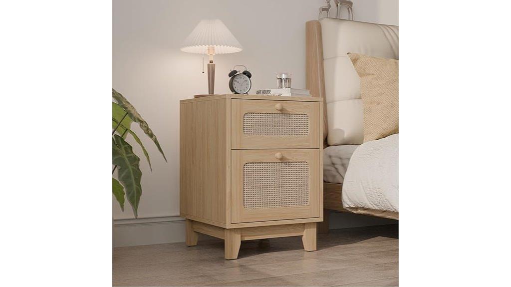 rattan nightstand with drawer
