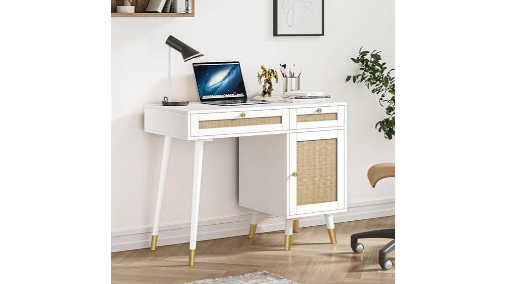rattan vanity desk with drawers