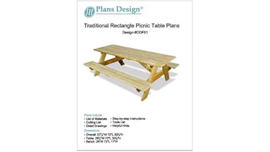 rectangle wooden picnic table