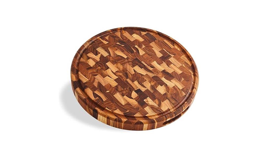 round teak cutting board