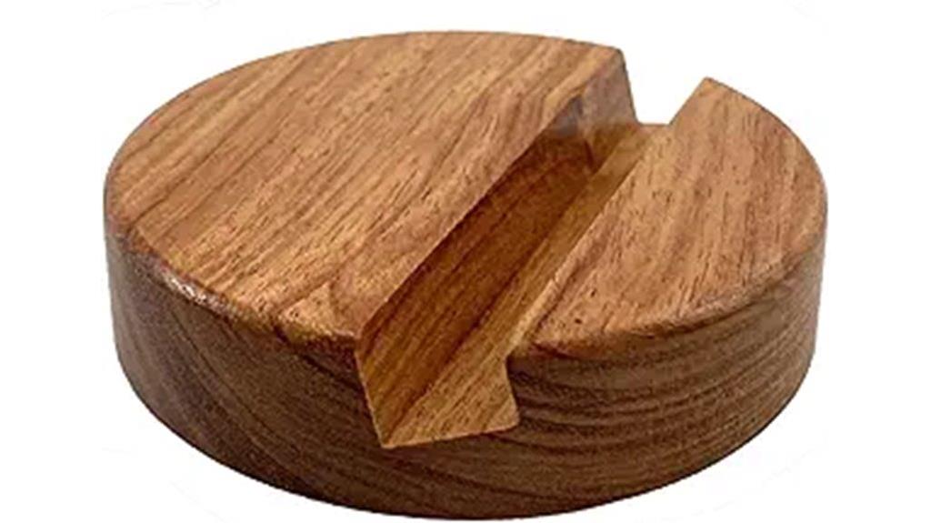 round wooden phone holder