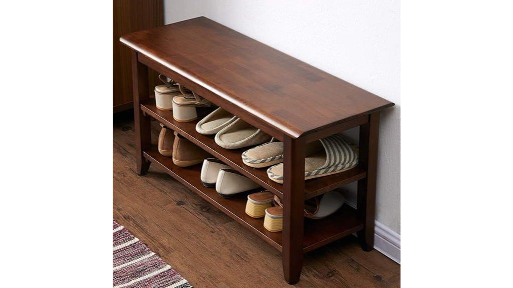 rustic brown wooden bench