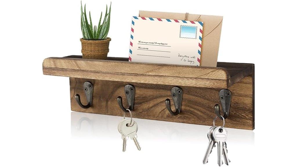 rustic wall hooks organizer