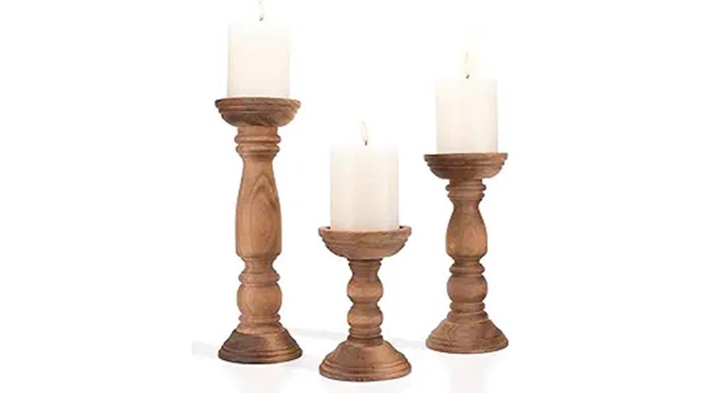 rustic wooden candle holders