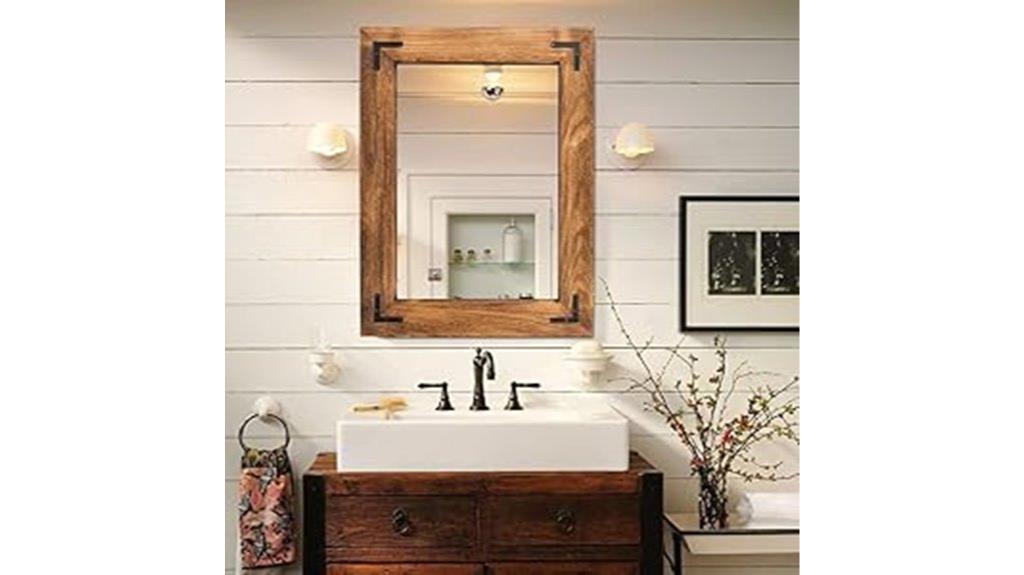 rustic wooden framed mirror