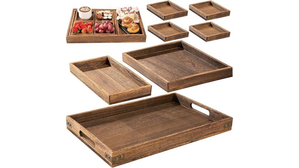 rustic wooden tray with handle