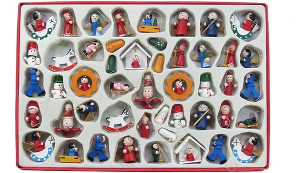 set of 48 wooden ornaments