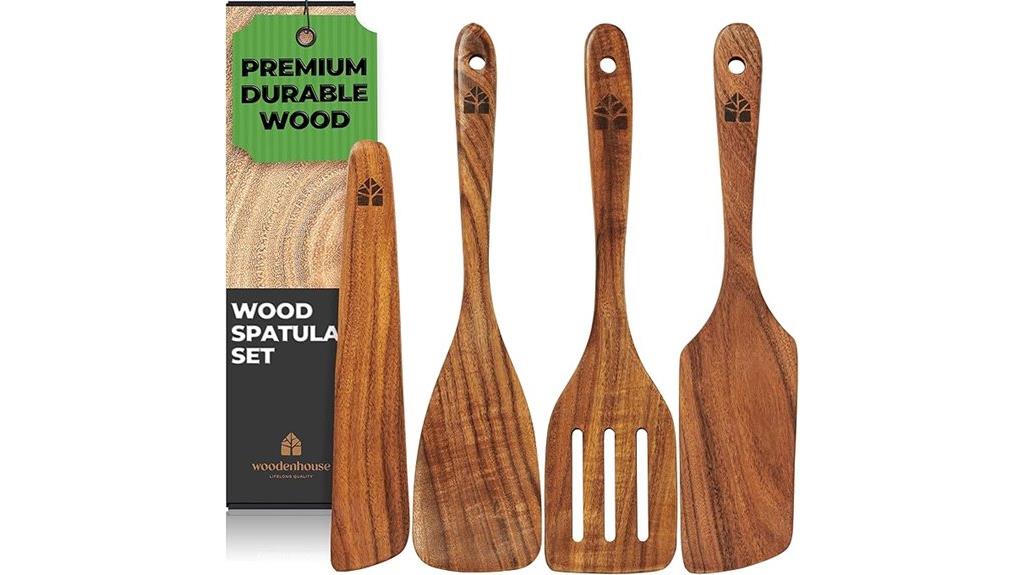 set of 4 wooden utensils