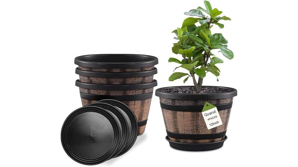 set of four whiskey barrel planters