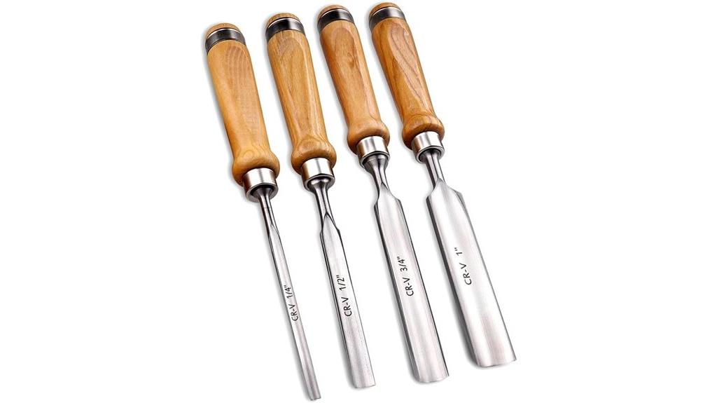 set of four wood chisels