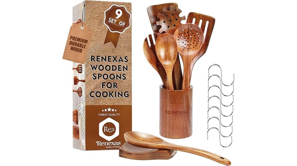 set of nine wooden spoons