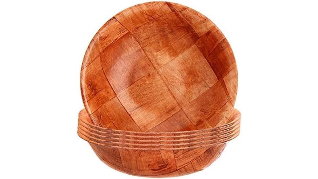 set of six wooden bowls