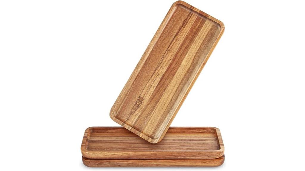 set of three acacia trays