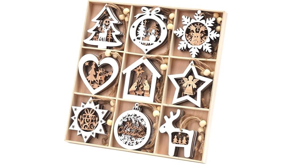 set of twenty seven wooden ornaments