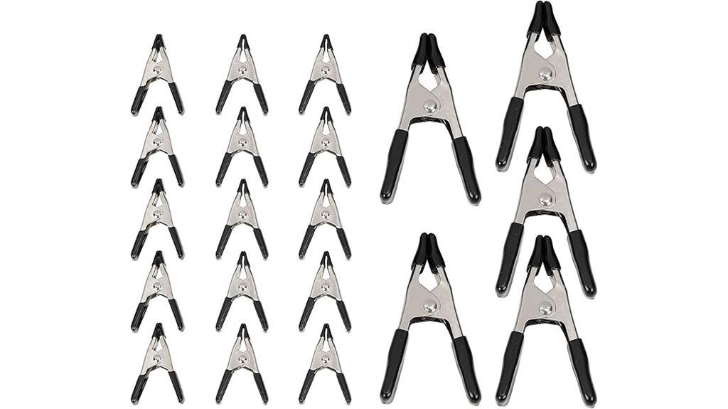 set of twenty steel clamps