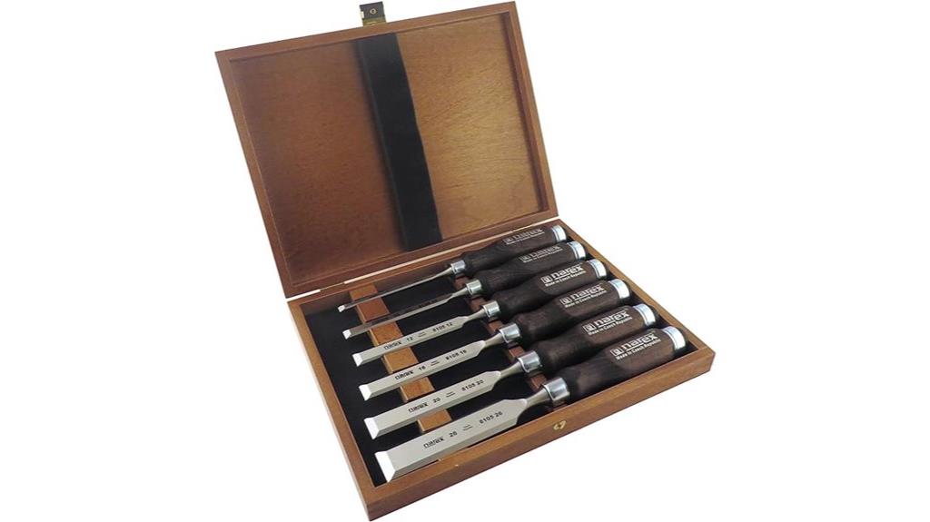 six piece woodworking chisel set