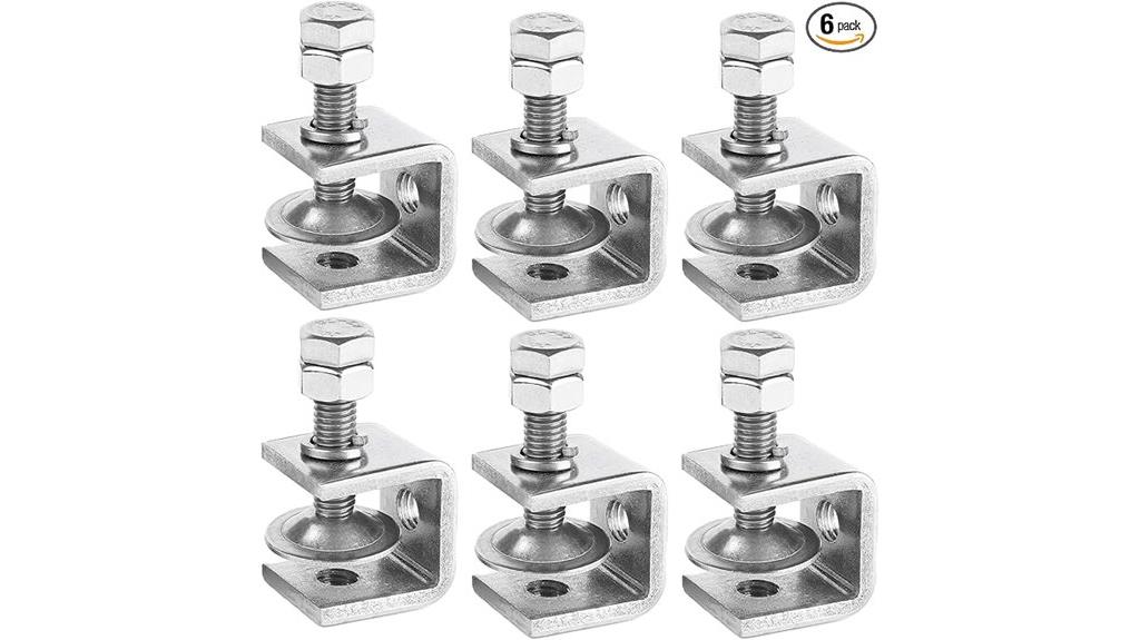 six steel c clamps
