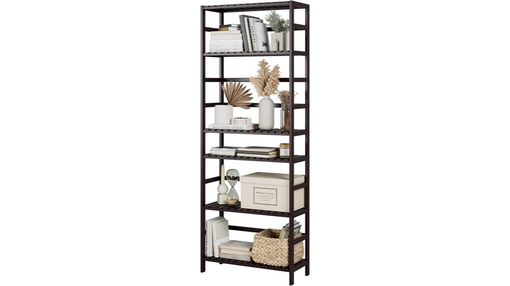 six tier bamboo storage shelf