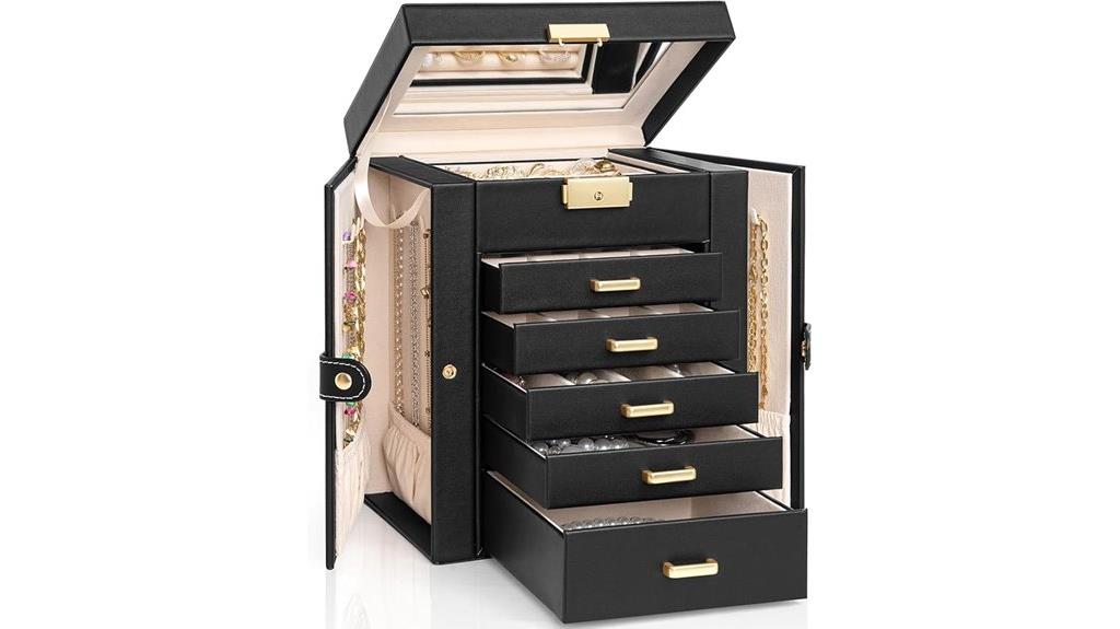 six tier locking jewelry box