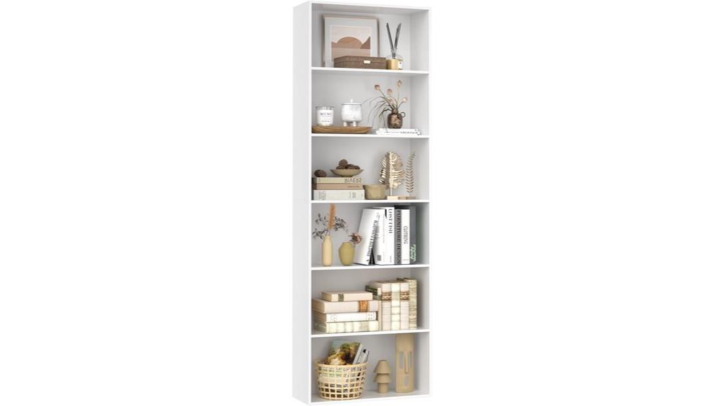 six tier open bookcase