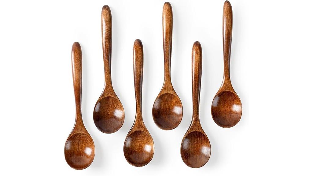 six wooden spoons set