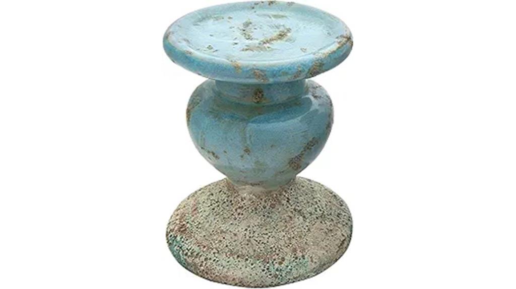 small distressed blue candle holder
