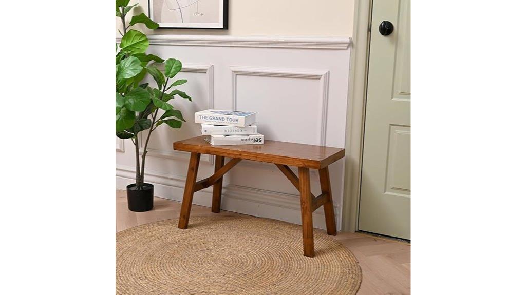 solid wood entryway bench