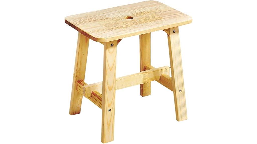 solid wooden rectangle stool