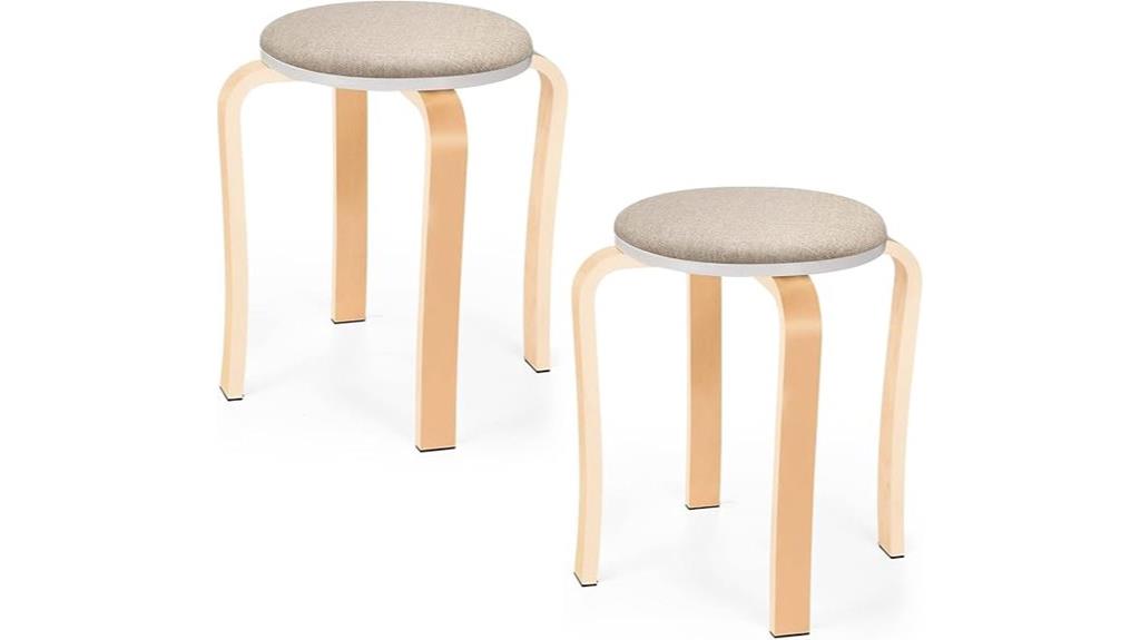 stackable wooden stool pair