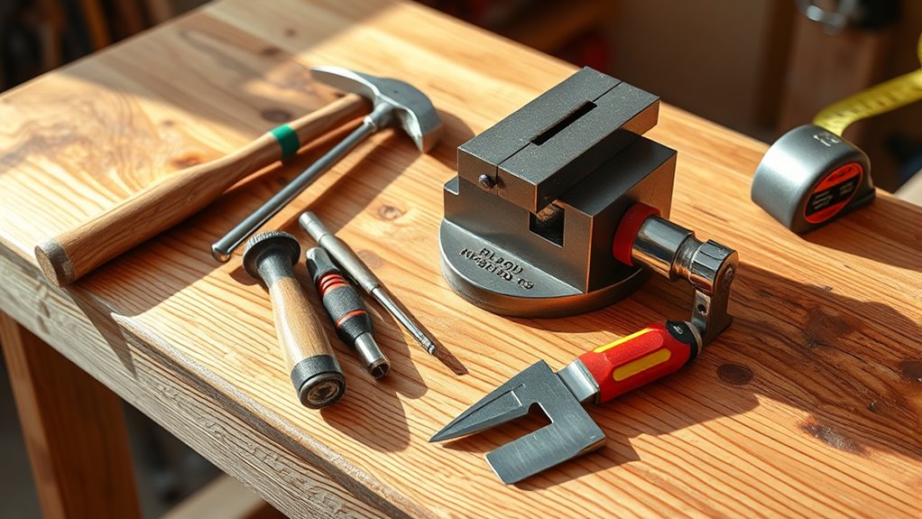 sturdy woodworking workbench setup