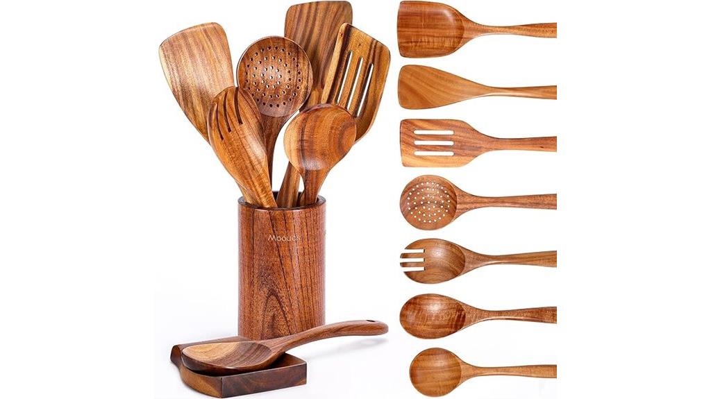 teak kitchen utensil set