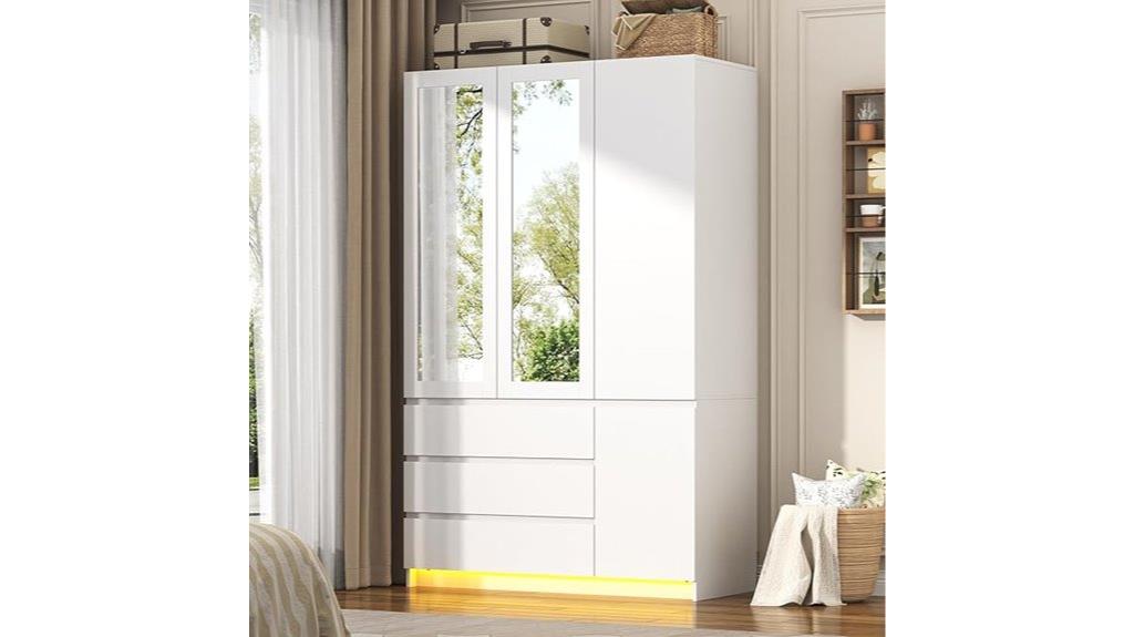 three door wardrobe with mirror