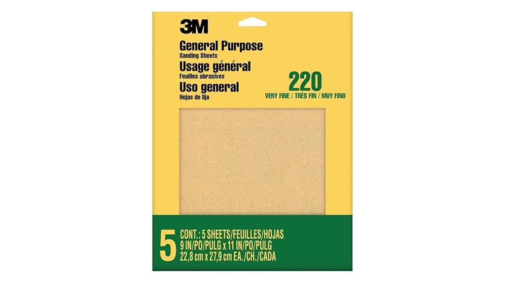 three sheets of 220 grit