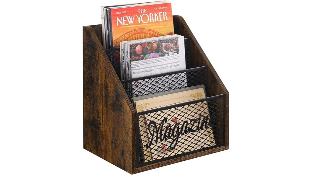 three tier magazine organizer