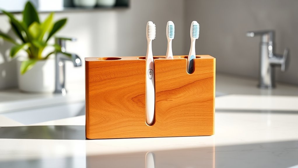 top wooden toothbrush holders