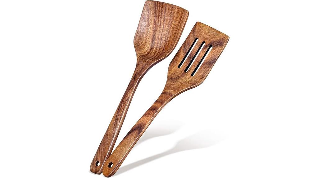two piece wooden spatulas